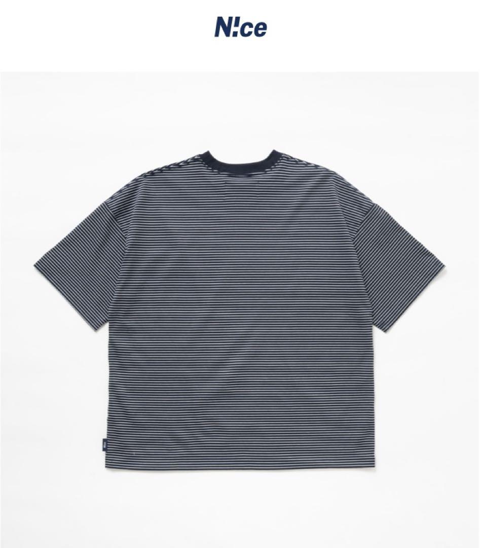 N!ce round logo border tee NAVY ネイビー
