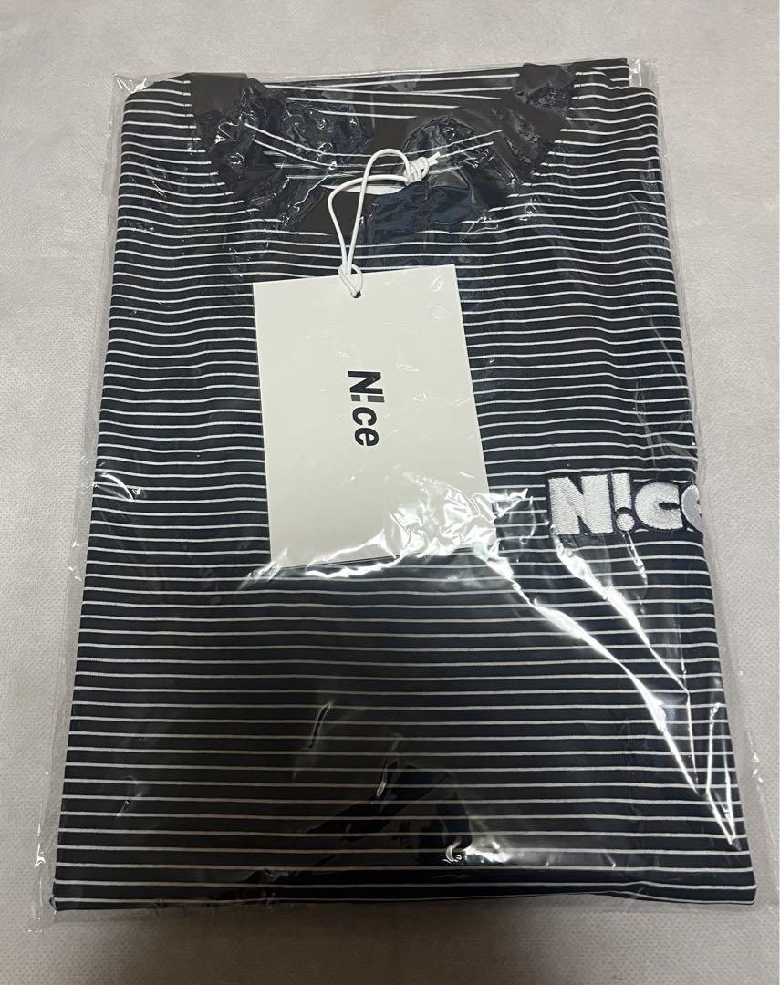 N!ce round logo border tee NAVY ネイビー