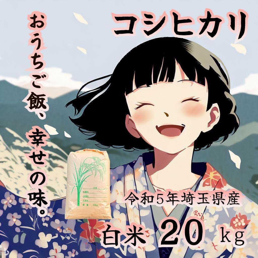 【白米】新米 令和5年 埼玉県産 コシヒカリ 白米 20kg 精米料込み