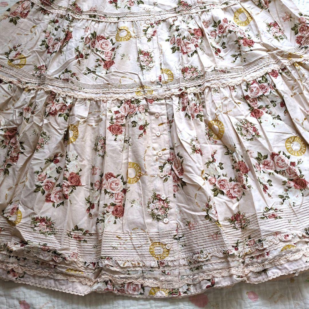 新品 ピンクハウス♥豪華 薔薇とロゴチェーン柄ロングワンピース