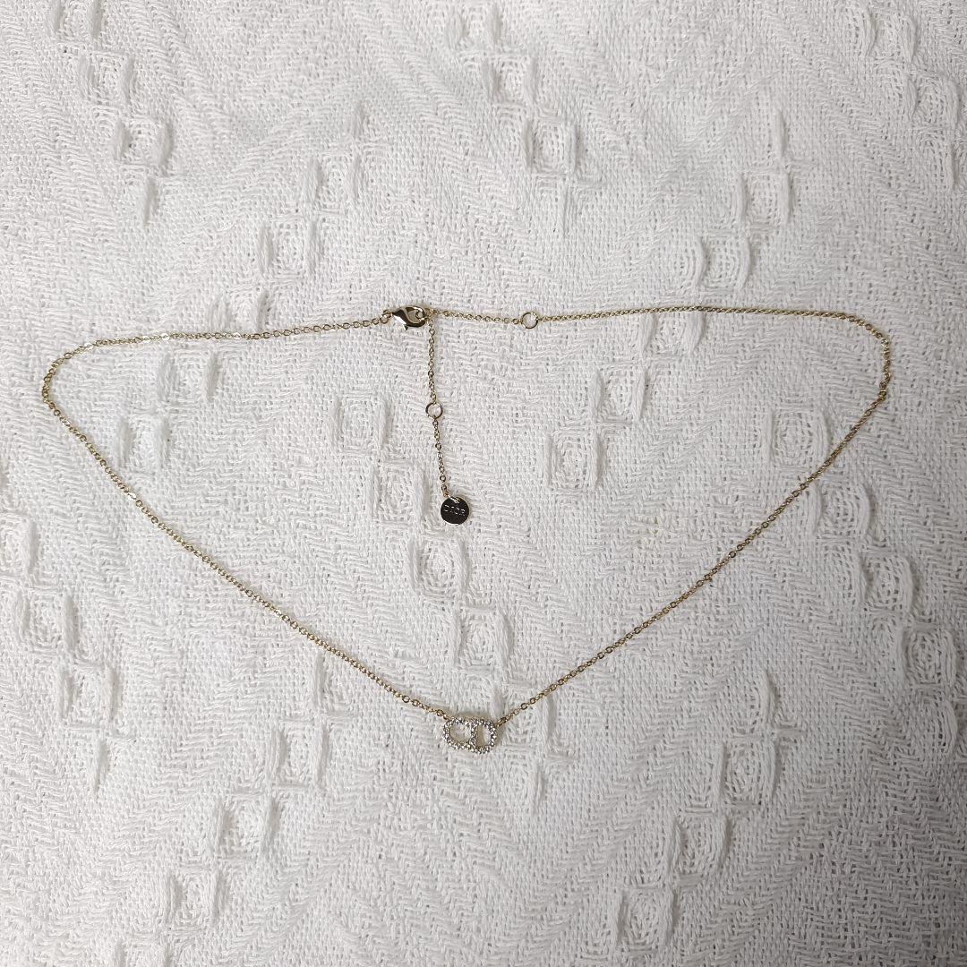DIOR Clair D Lune ネックレス Clair D Lune Necklace Gold-Finish Metal and White Crystals