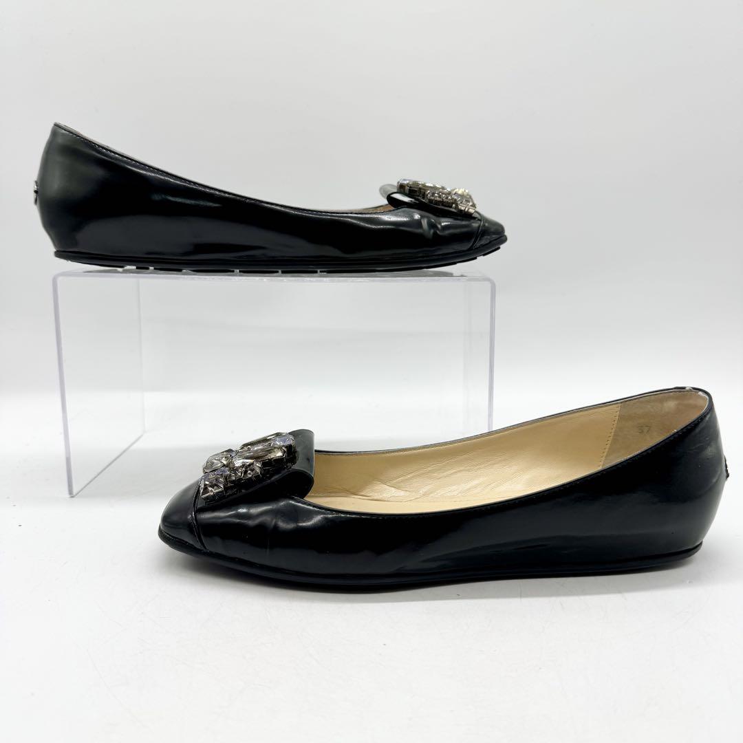 ジミーチュウ JIMMY CHOO フラットシューズ ビジュ― パテントレザー