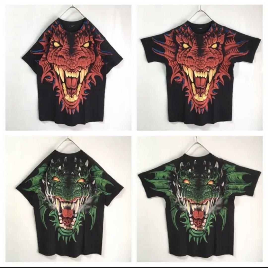 【超希少】tシャツ ヴィンテージ 90s ドラゴン 竜 大判 両面プリント