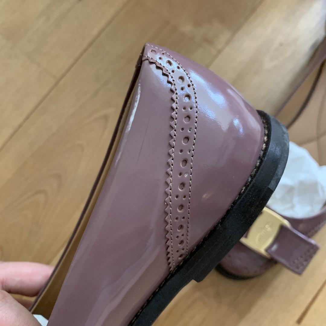 Ferragamo リボン パンプス エナメル×スムースレザー23.5cm