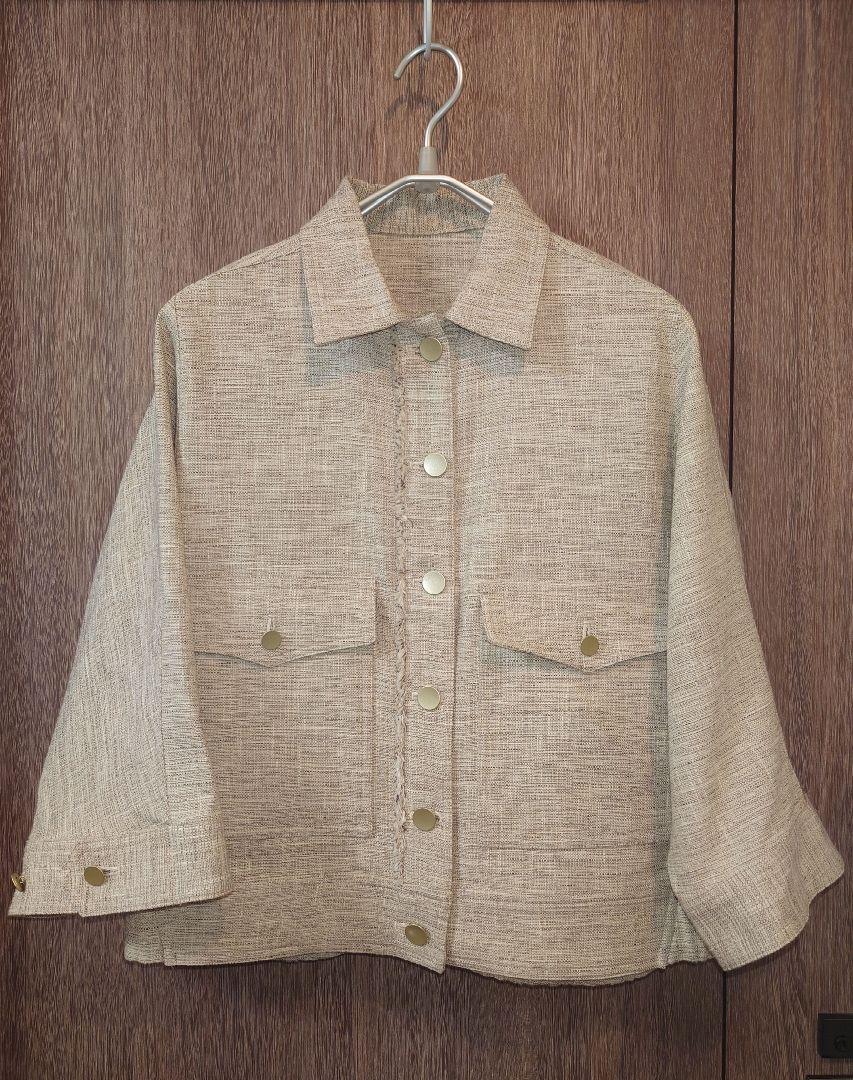 【新品同様】GabardinK.T ライトツイードワークブルゾン（ベージュ）９号