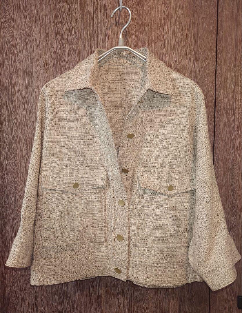 【新品同様】GabardinK.T ライトツイードワークブルゾン（ベージュ）９号