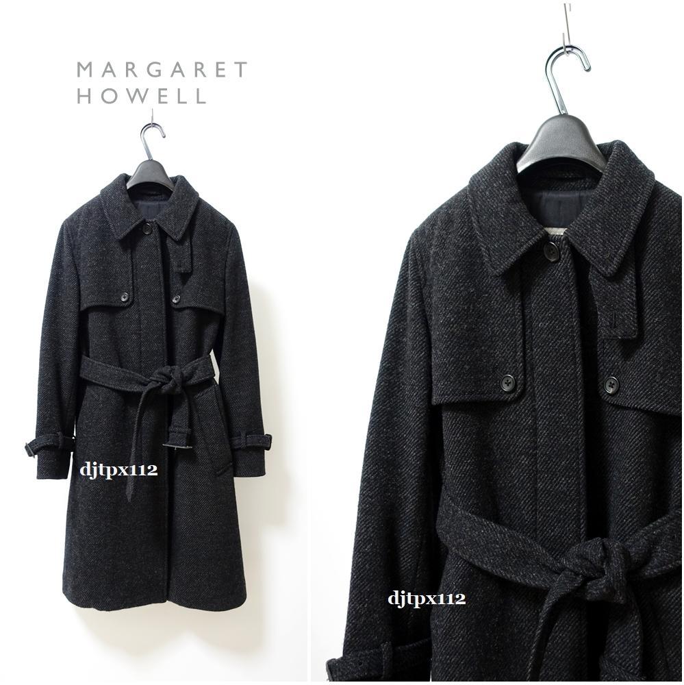 美品*マーガレットハウエル*ヘリンボーン ツイード トレンチ