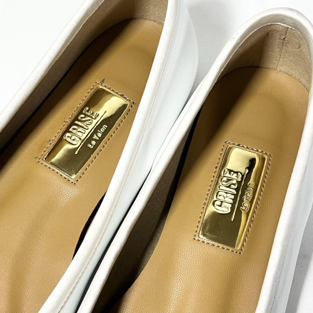 Le Talon GRISE ルタロングリーズ レザースクエアプリーツフラット
