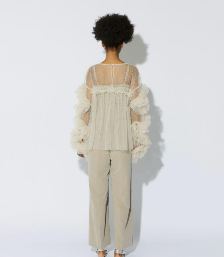 ANDRESD decorative tulle tops ベージュ