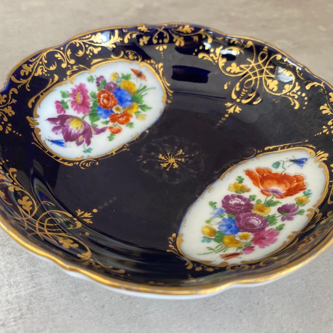 アンティークマイセン ソーサーのみ 1824〜1850 コバルトブルー 金彩 アンティークマイセン ソーサーのみ 1824〜1850 コバルトブルー 金彩