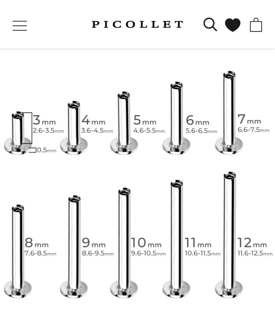 picollet  14G/4mm  ラブレットスタッド　プラチナ