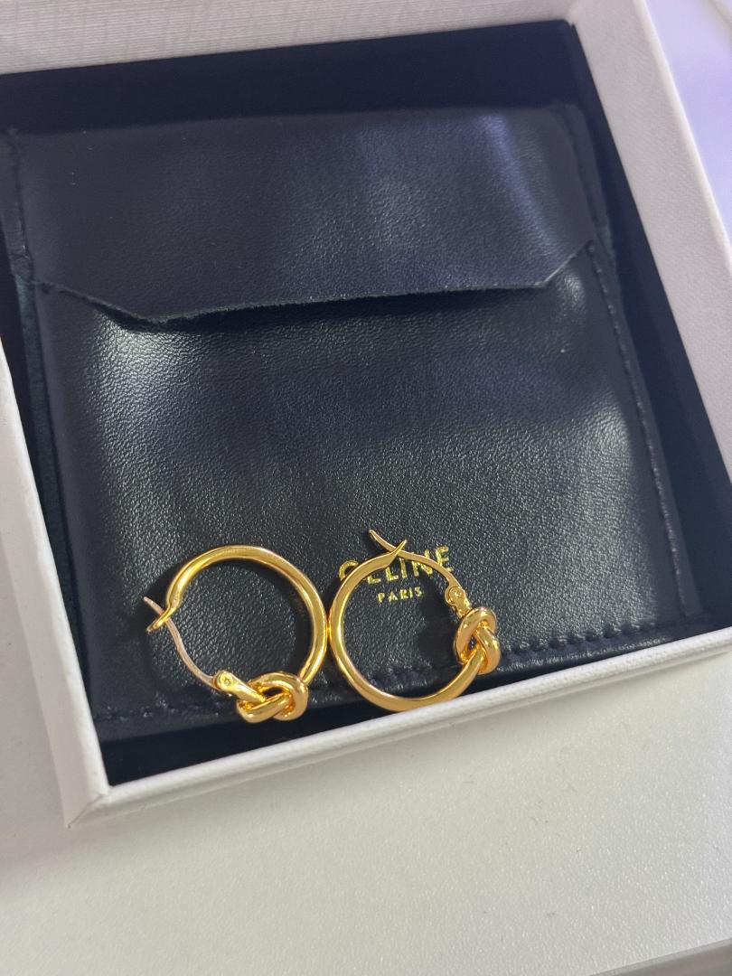 【正規品】CELINE ゴールドフープピアス 専用ケース付き CELINE セリーヌ フープピアス ゴールド×シルバー