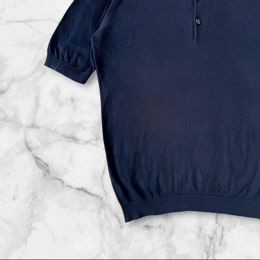 JOHN SMEDLEY ニットポロシャツ 半袖 ネイビー 紺 ジョンスメドレー