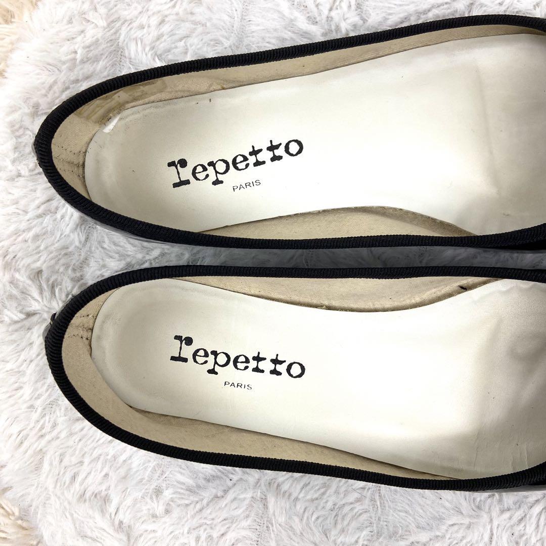 repetto レペット エナメル バレエシューズ フラット ブラック 38