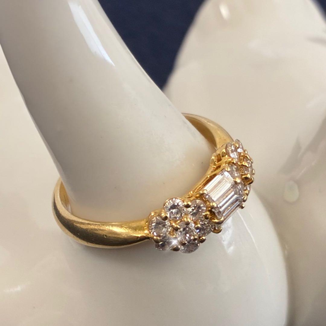 【まなっぺ】リボンモチーフダイヤモンドデザインリングD0.75ct・K18