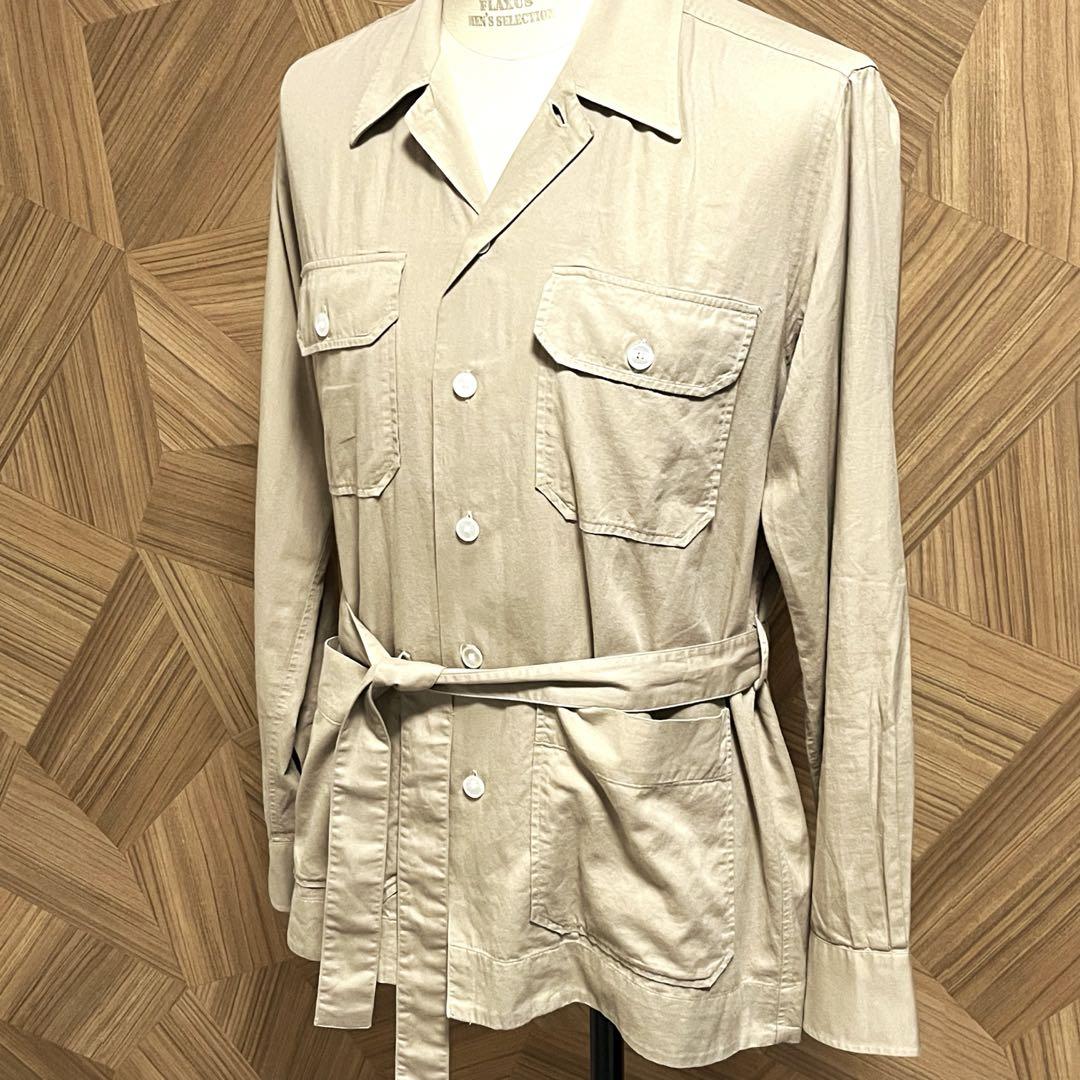 【美品】ORIAN LARMYコットンサファリジャケット ベージュ