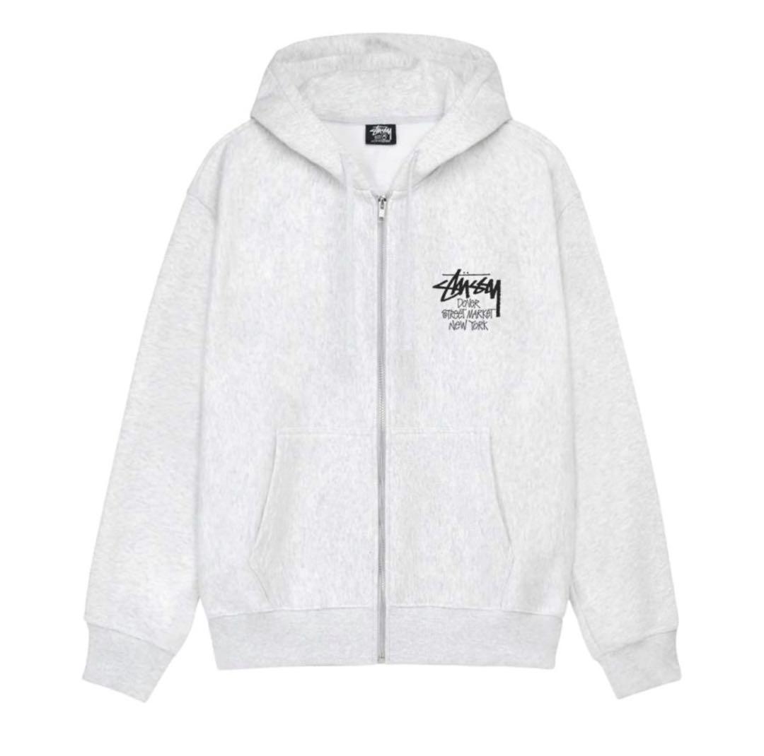 STUSSY グレー ジップアップパーカー S Stussy グレー ジップアップパーカー