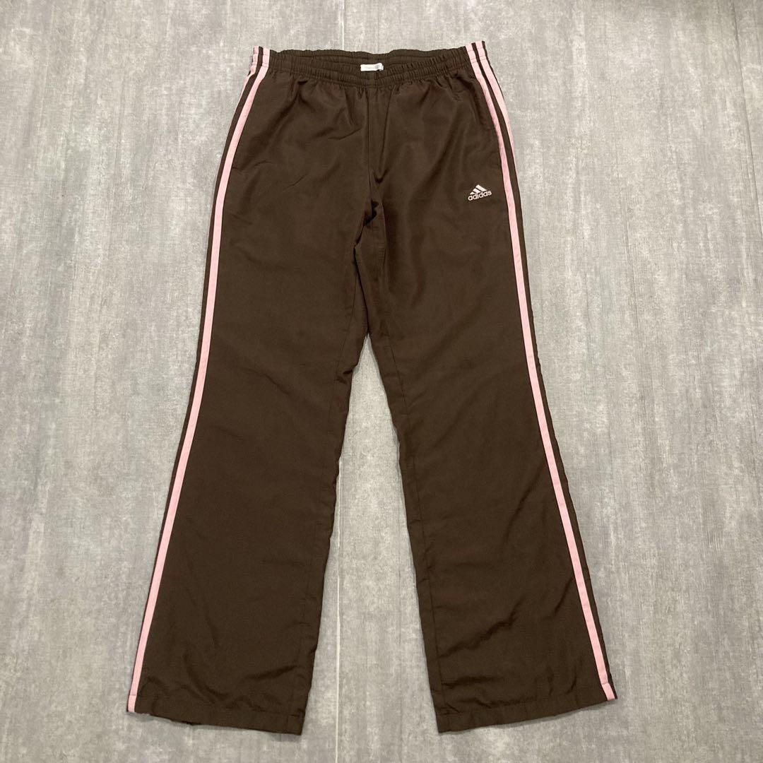 00s adidas nylon track pants brown y2k