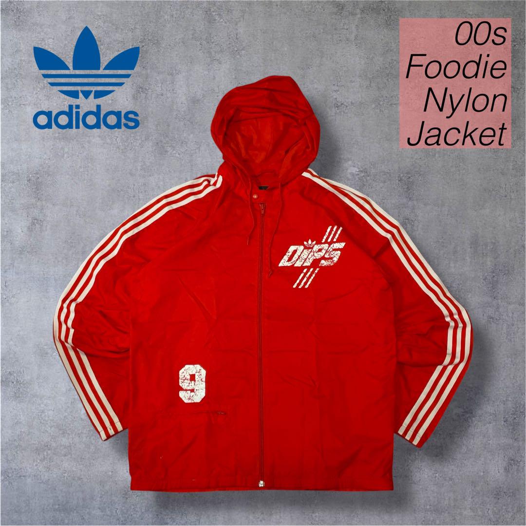 【d2405】00sアディダスadidasフーディナイロンジャケットブロークコア