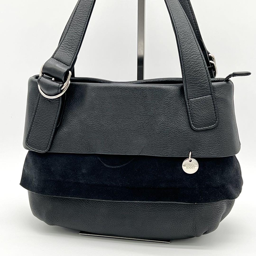 【美品】NinaRicci ティアードフリル ハンドバッグ スエード レザー