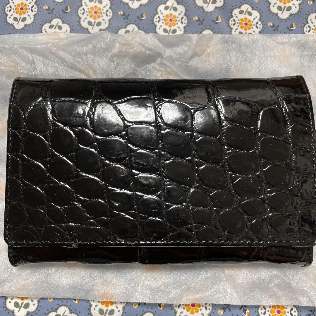 3000円 豊富な品 クロコ二つ折り財布