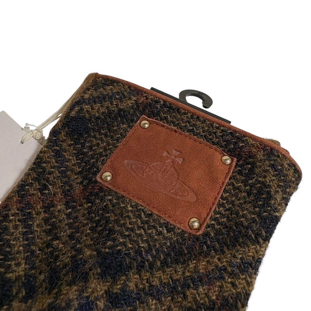 【未使用】ヴィヴィアン 手袋 レザー ニット ツイード オーブ スマホ ブラウン