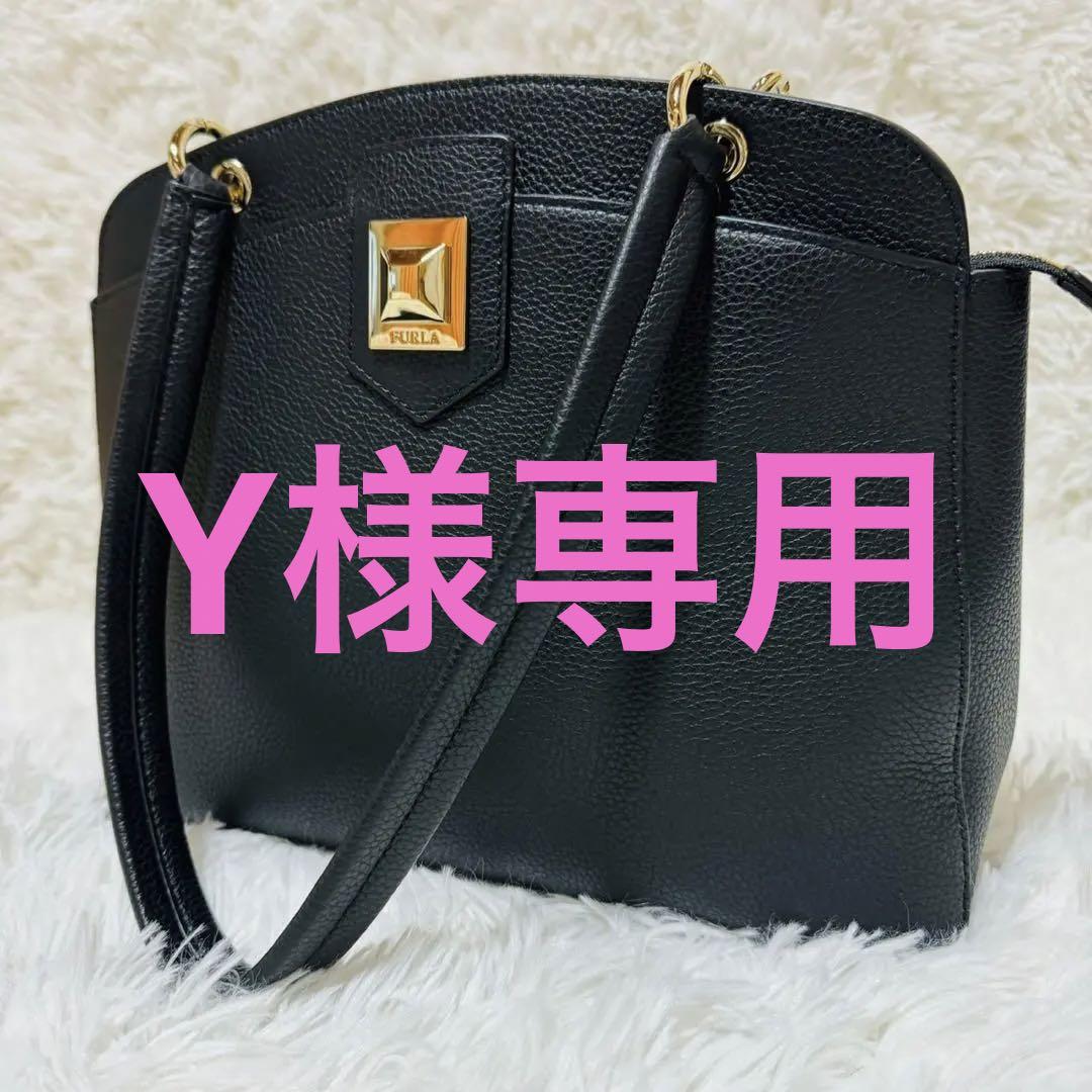 美品 FURLA フルラ アナANNA ショルダーバッグ レザー ブラックショルダーバッグ