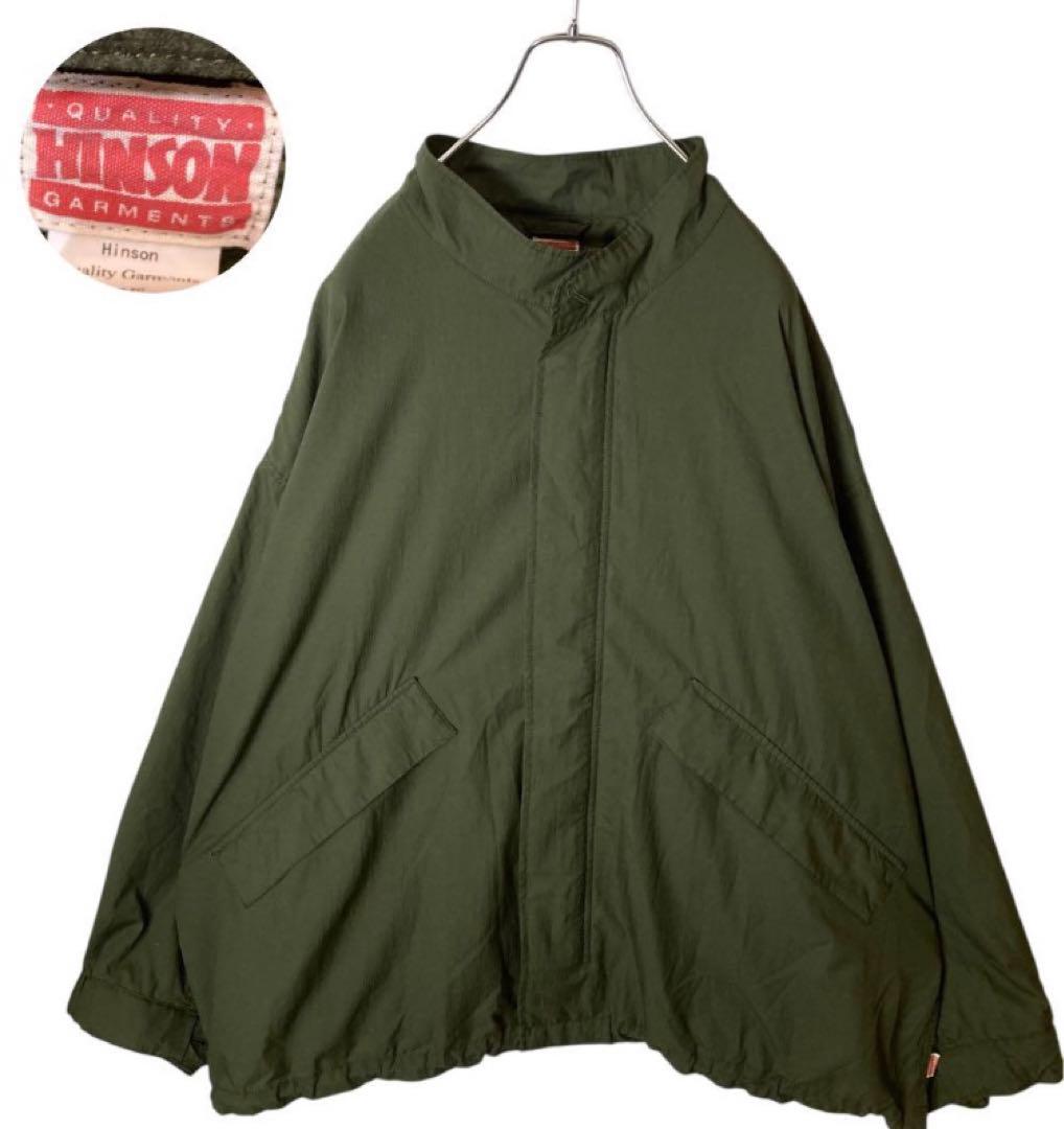 グッドデザイン古着シンプルカーキカラーナイロンブルゾン ビッグサイズ