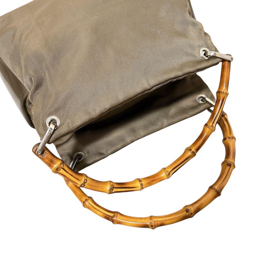【GUCCI】 グッチ バンブー ハンドバッグ ナイロン　バッグ　ブランド　高級