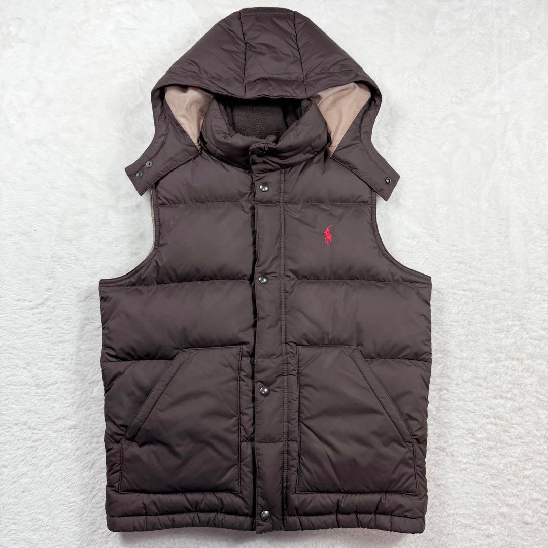 ポロ ラルフ ローレン ダウンベスト ブラウン 2way フード MM POLO RALPH LAUREN