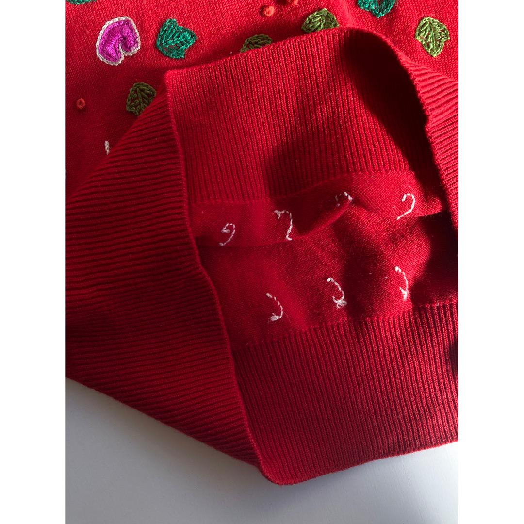 ✨専用✨【計3点】80s ポップな刺繍が可愛い♡ まっ赤な襟付きウールニット　他