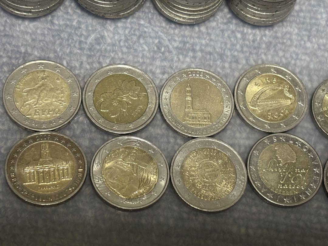記念硬貨含むユーロ硬貨　ドイツ　フランス等まとめて　100ユーロ分　外国コイン