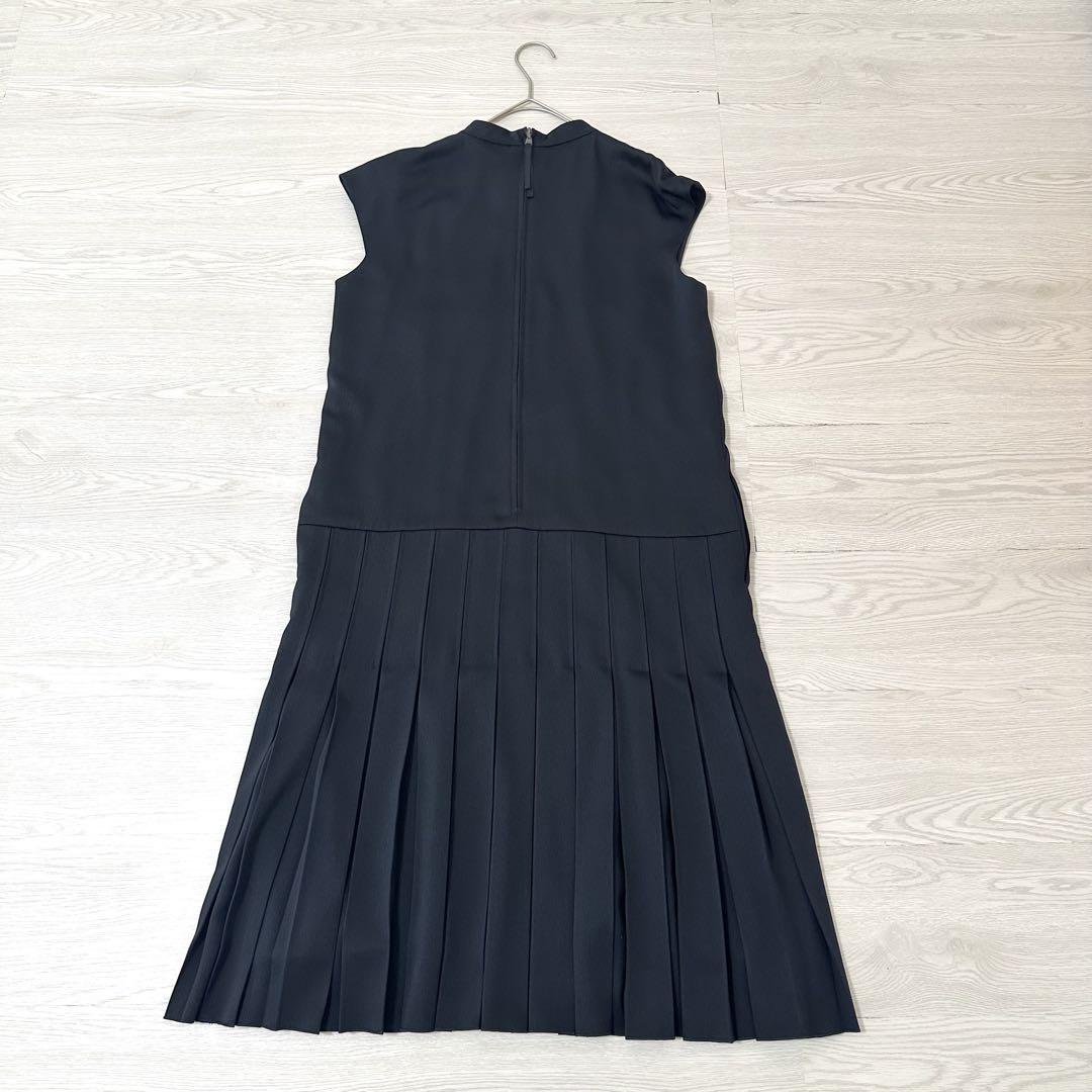 【SALE】 美品】 FOXEY ワンピース ドレス ダークネイビー モックネック ワンピース