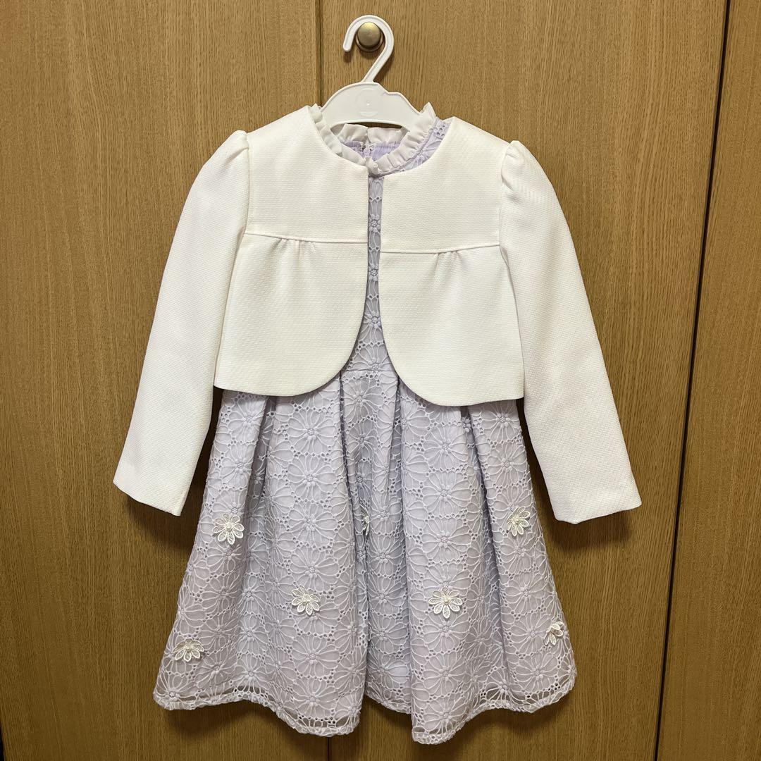 薄紫 レース ジャケット付きワンピース