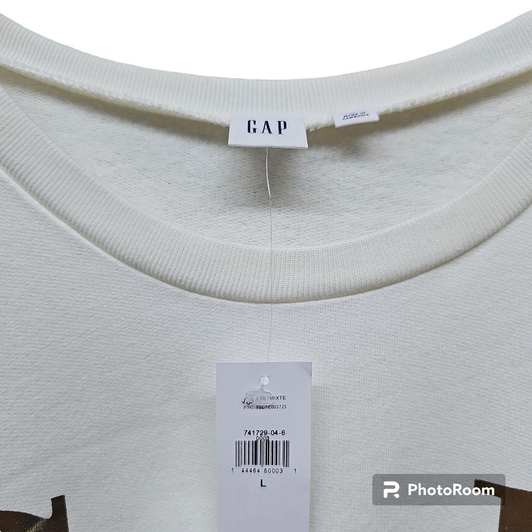 GAP レディース　スウェット　ユッタリ　ロゴ　ホワイト　裏起毛　薄手　L