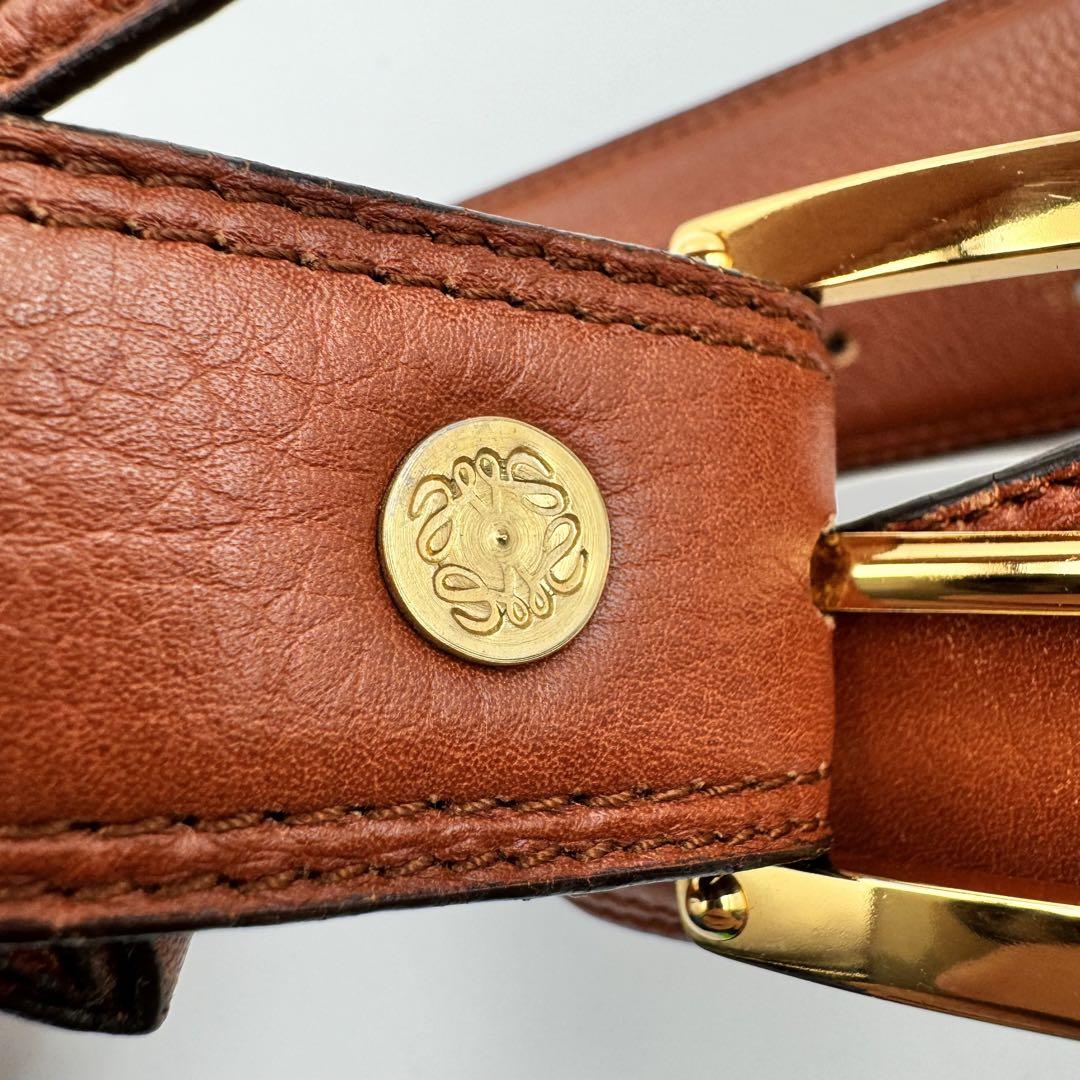 LOEWE ロエベ　ベルト　ブラウン　本革　ゴールドロゴ