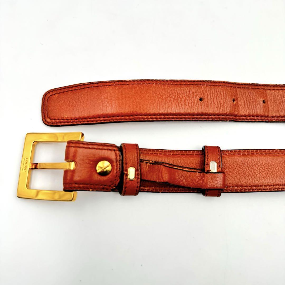 LOEWE ロエベ　ベルト　ブラウン　本革　ゴールドロゴ