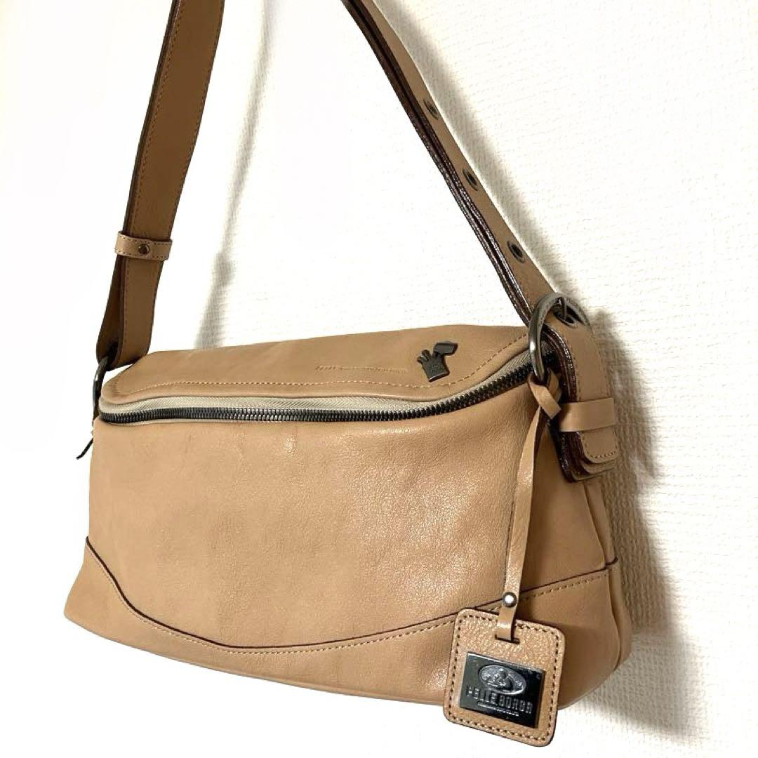 【美品】ペレボルサ 3wayバッグ 斜め掛け・ワンショルダー レザー 本革