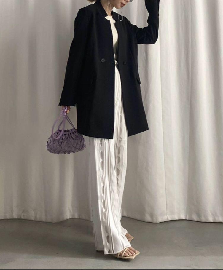 Ameri NOTCH PRINT LINING JACKET ブラック　M