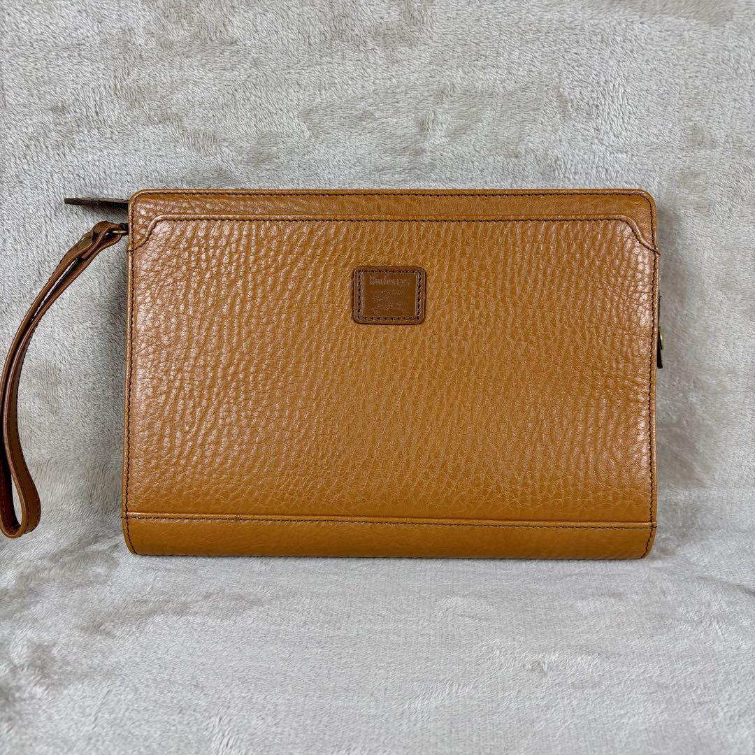 美品　希少　Burberrys クラッチバッグ レザー ノバチェック ブラウン