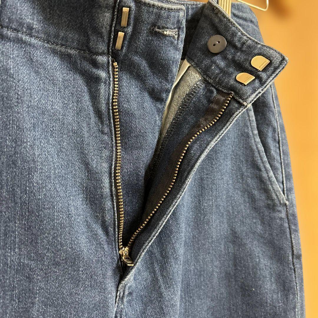 ダークブルー ワイドレッグ デニムパンツ ワイドデニム 濃紺