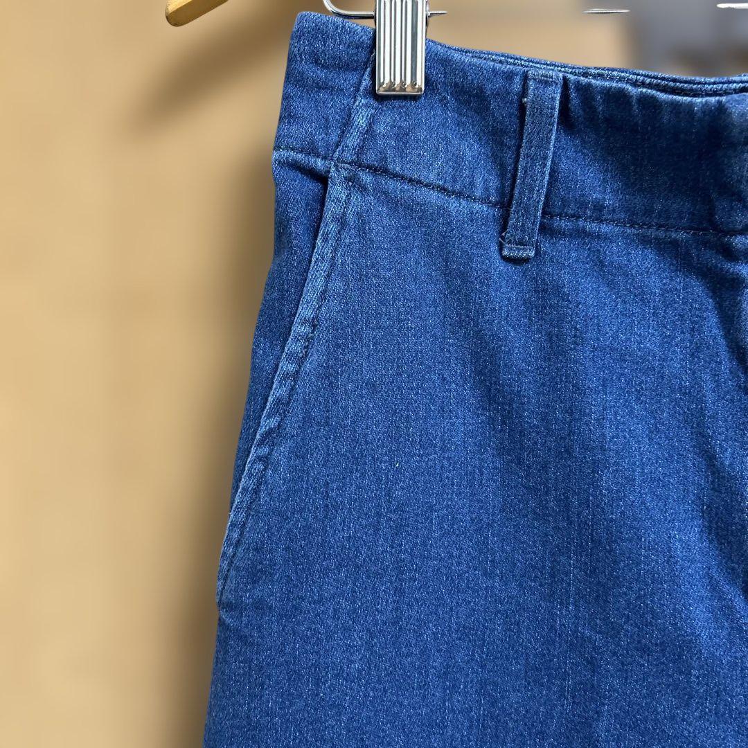 ダークブルー ワイドレッグ デニムパンツ ワイドデニム 濃紺