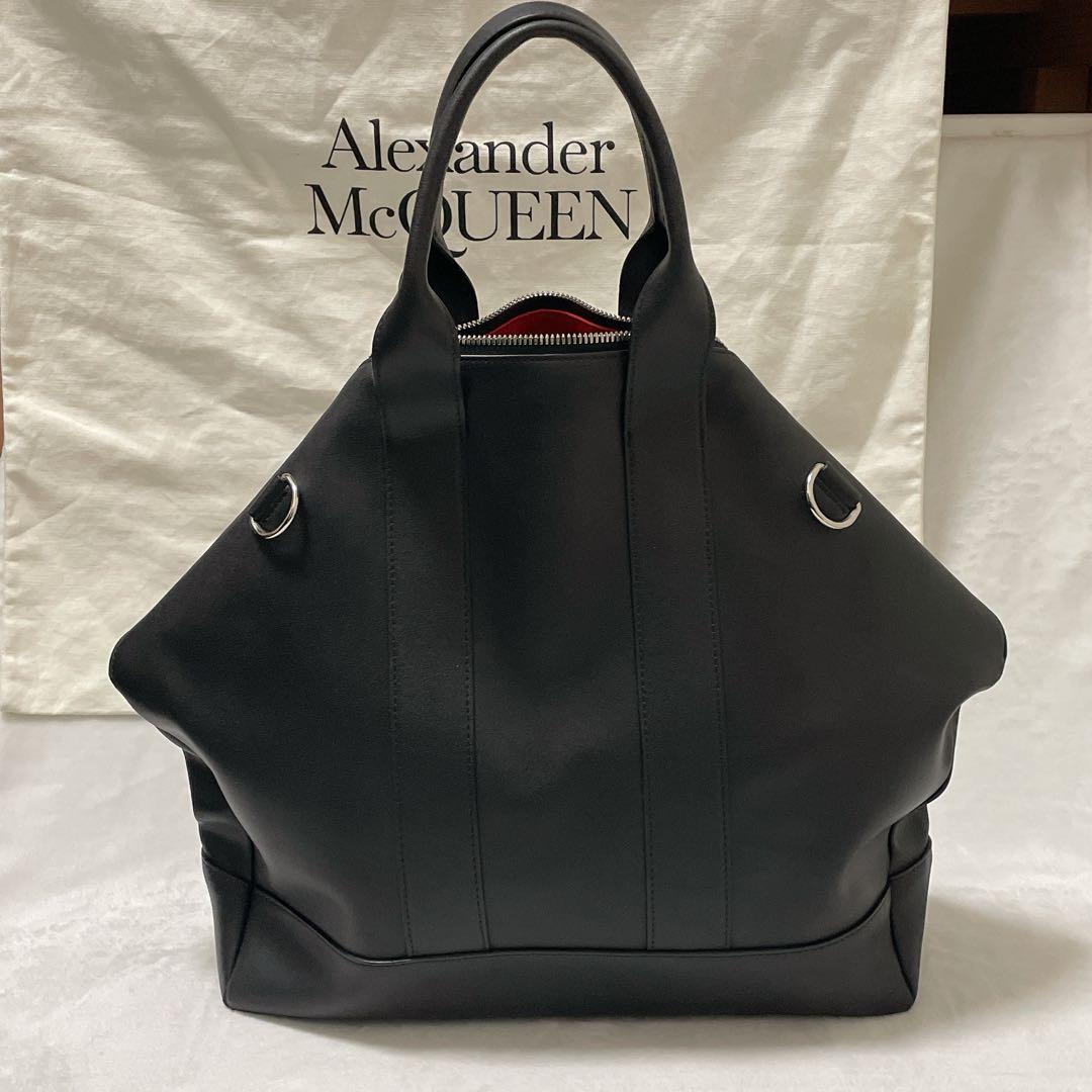 McQueen ブラックレザートートバッグ