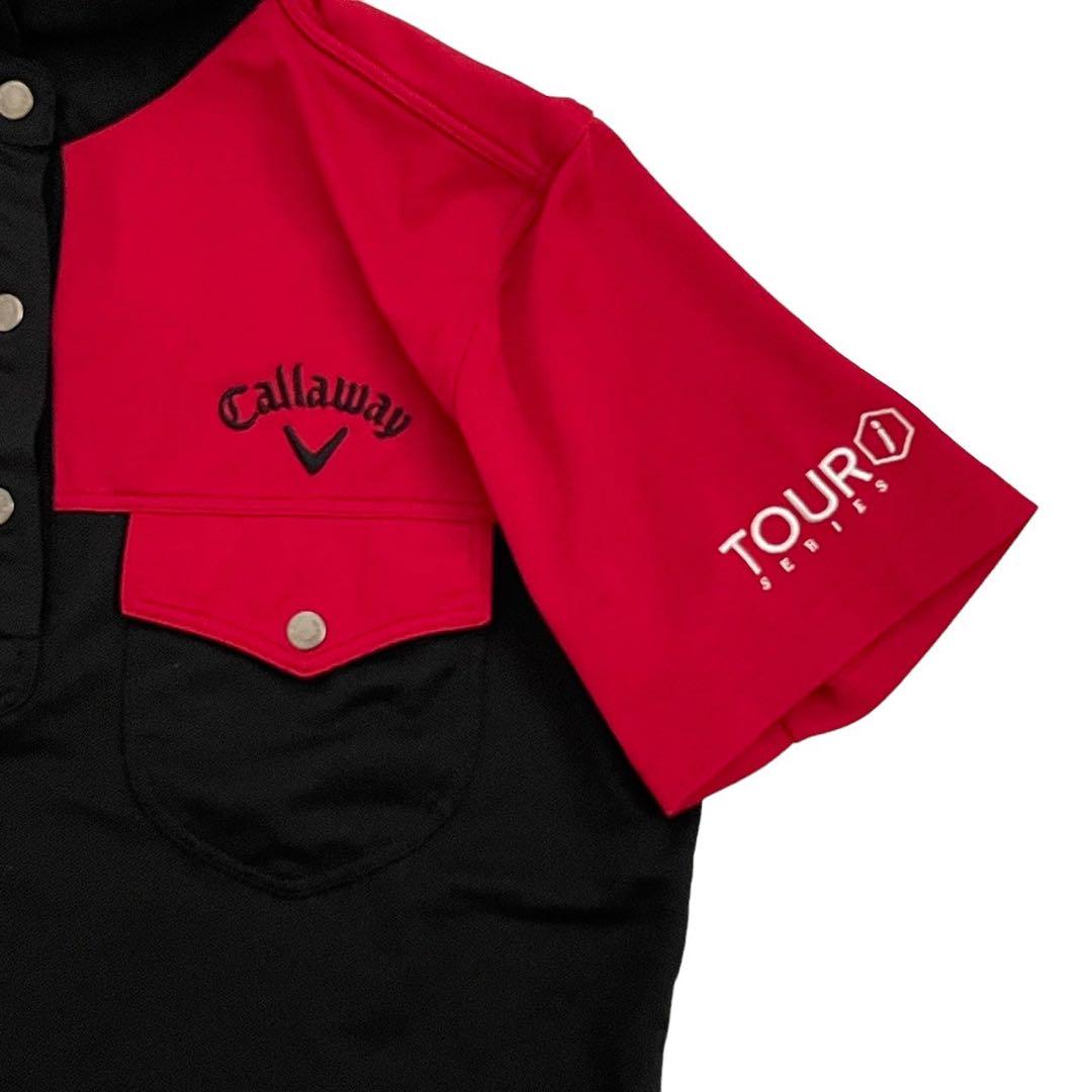 Callaway キャロウェイ ゴルフ半袖ポロシャツ 黒 赤 ポケット スポーツ