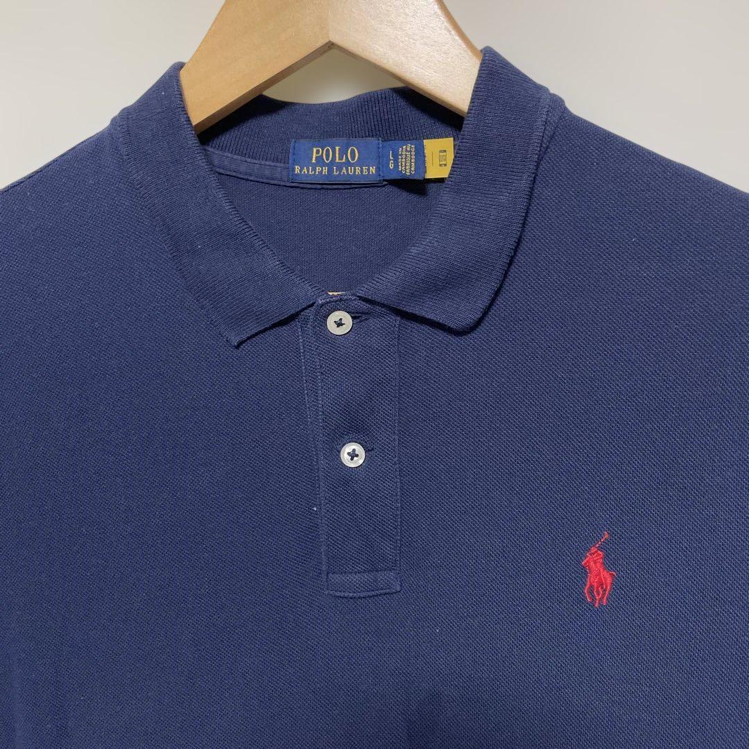 POLO RALPH LAUREN ネイビー ポロシャツ Lサイズ Polo Ralph Lauren/S/S Border Polo Shirt（ラルフローレン