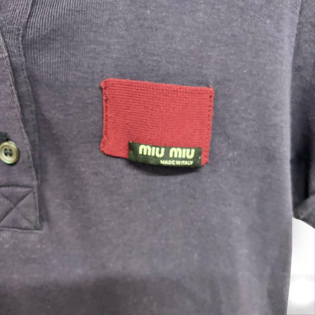 D1》miu miu ヴィンテージ　半袖ポロシャツ　パープル　M