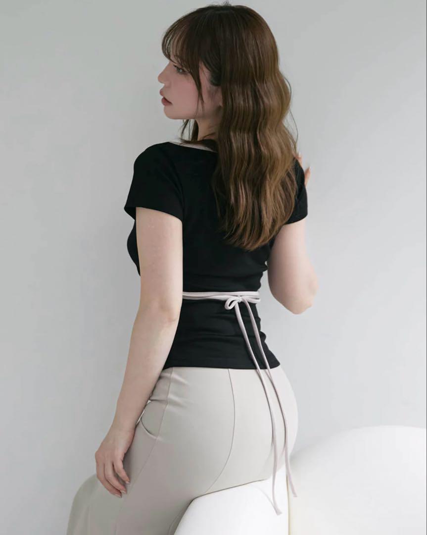 andmary Collie ribbon tops black - メルカリ