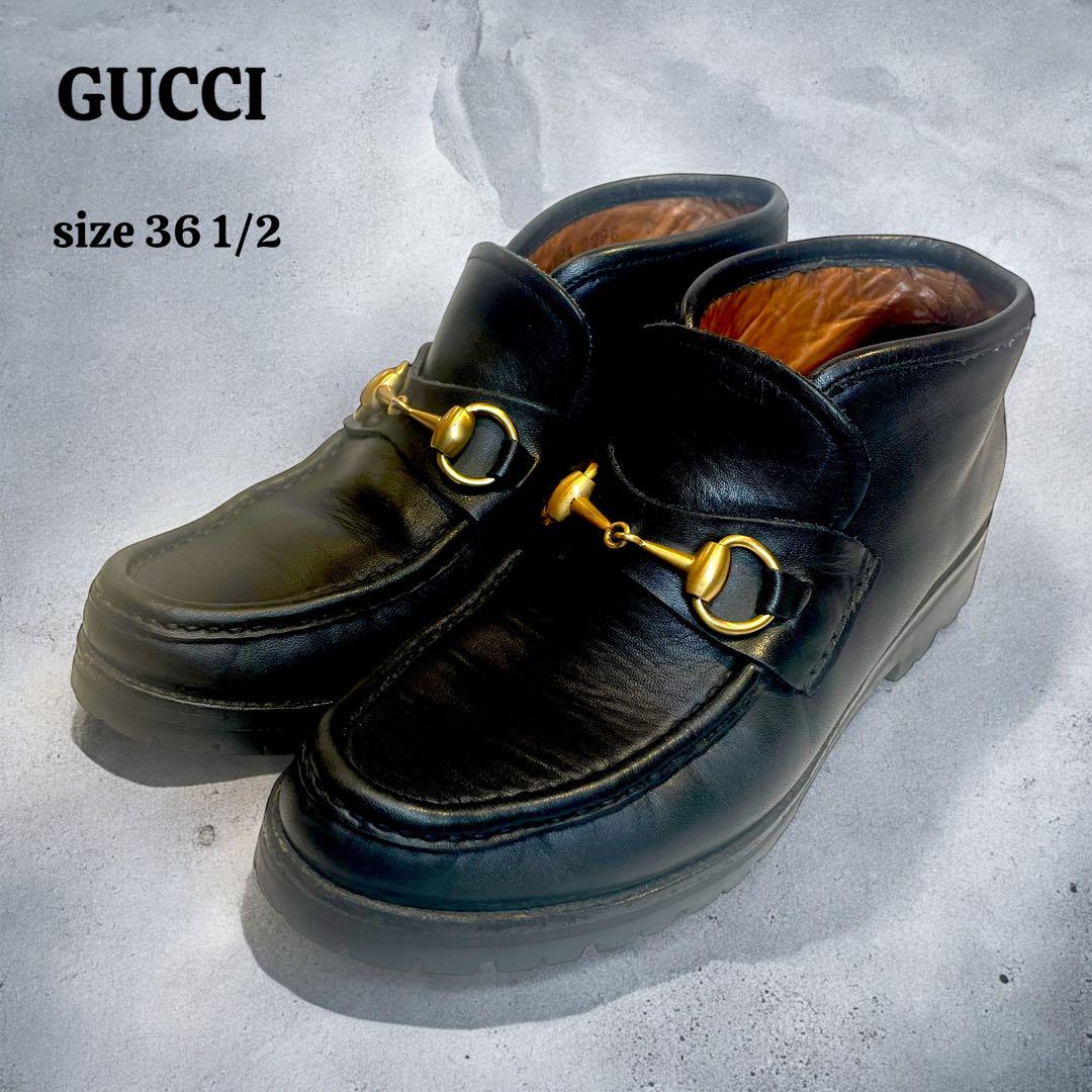 GUCCI グッチ　ビットローファー（36.5）ホースビット　黒　レザー　革靴