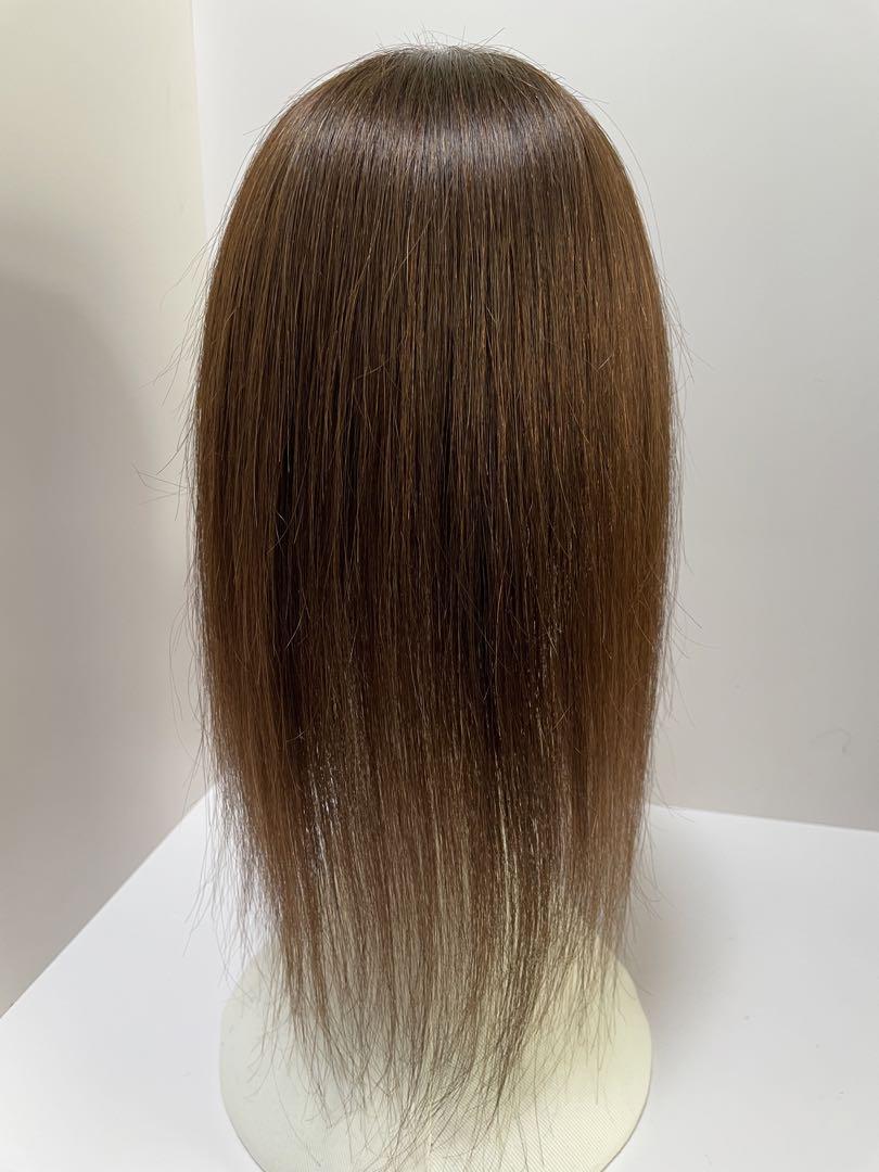 人毛100%部分ウィッグ ヘアピース 白髪隠しトップピース　ブラウン 人毛100%部分ウィッグ ヘアピース 白髪隠しトップピース頭頂部