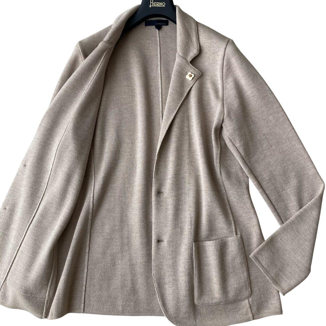 美品 LARDINI ニット テーラードジャケット ブートニエール L 伊製